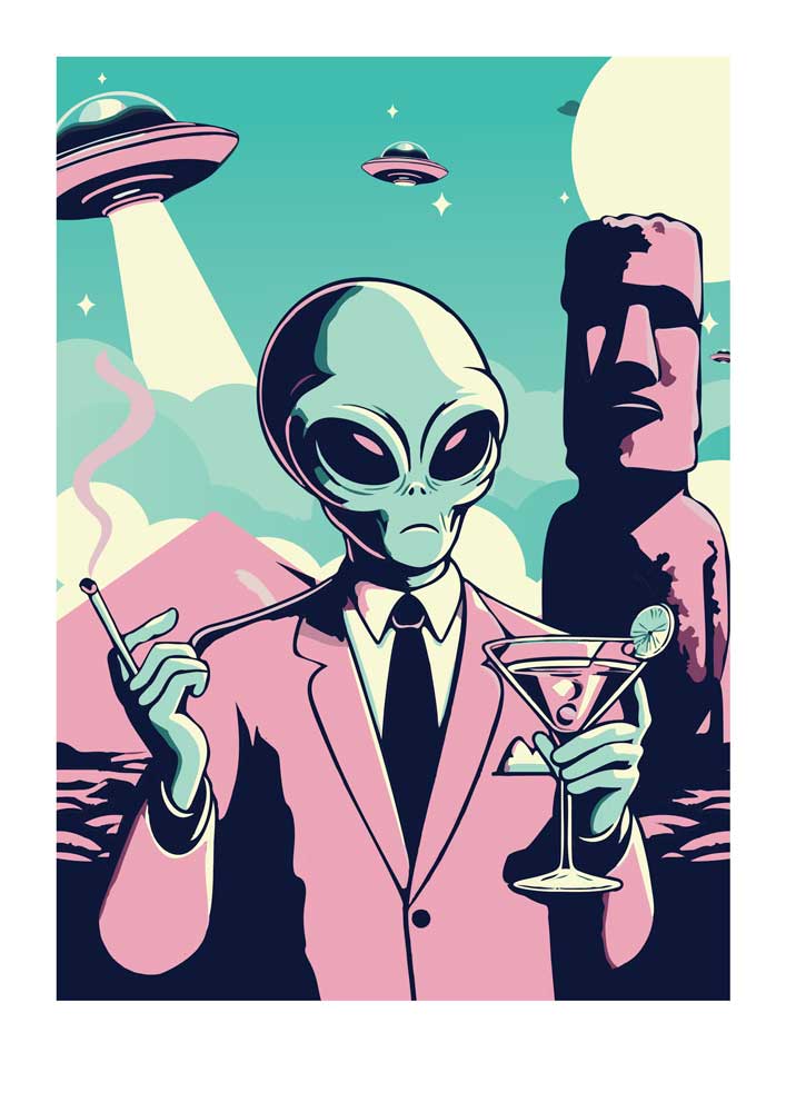 'Mars Attacks Manhattans' Limited, Signed, Hand Embossed Fine Art Print