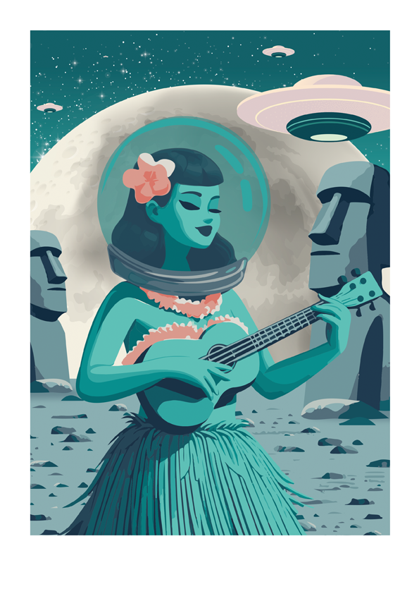 'Wahine on the Mahina' Limited, Signed, Hand Embossed Fine Art Print