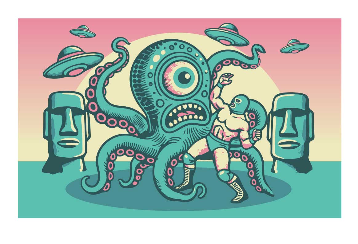 "el Luchador que Salvó el Mundo" Limited, Signed, Hand Embossed Fine Art Print