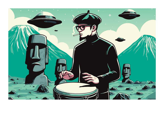 'Beatnik on Planet Bongo' Limited, Signed, Hand Embossed Fine Art Print