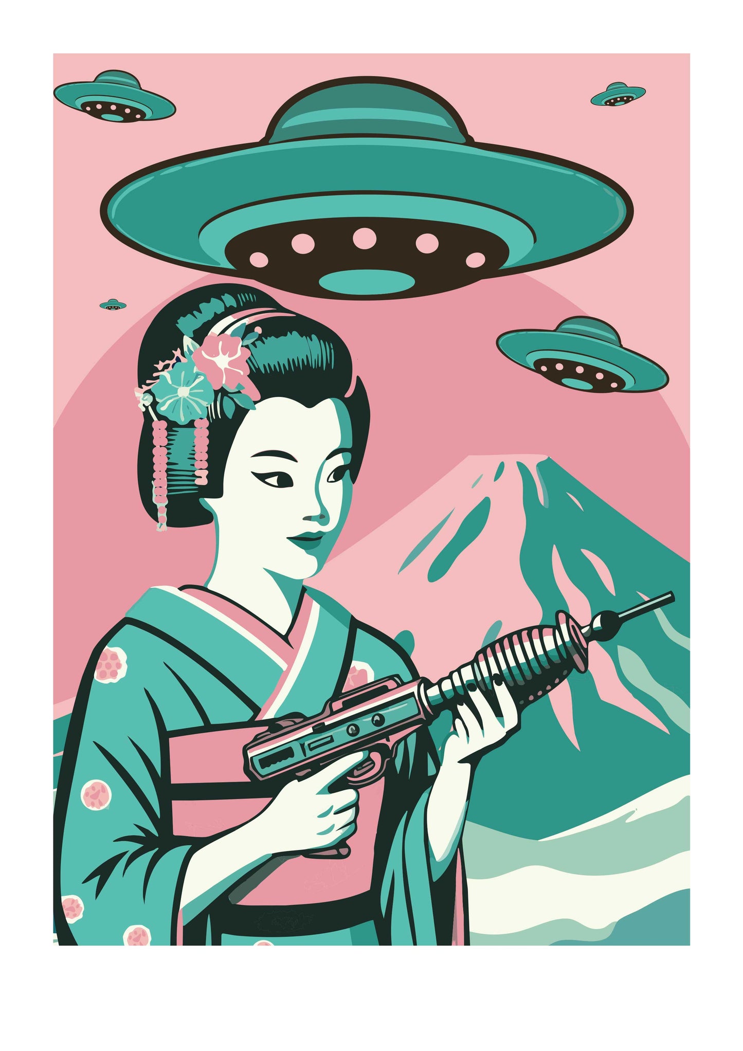 "Geisha Guardian" Limited, Signed, Hand Embossed Fine Art Print