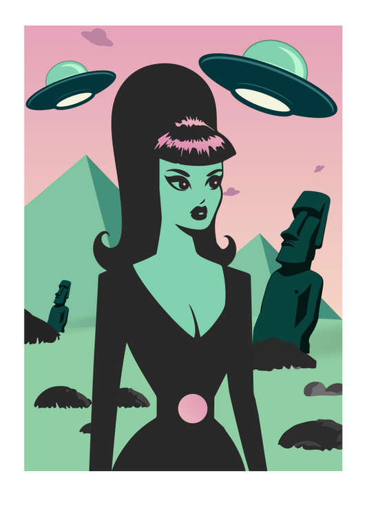 'Queen of the Saucermen' Limited, Signed, Hand Embossed Fine Art Print